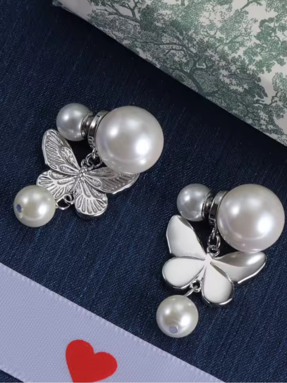 Kohl's Silver Butterfly Pearl Drop Earrings - White Pearlescent